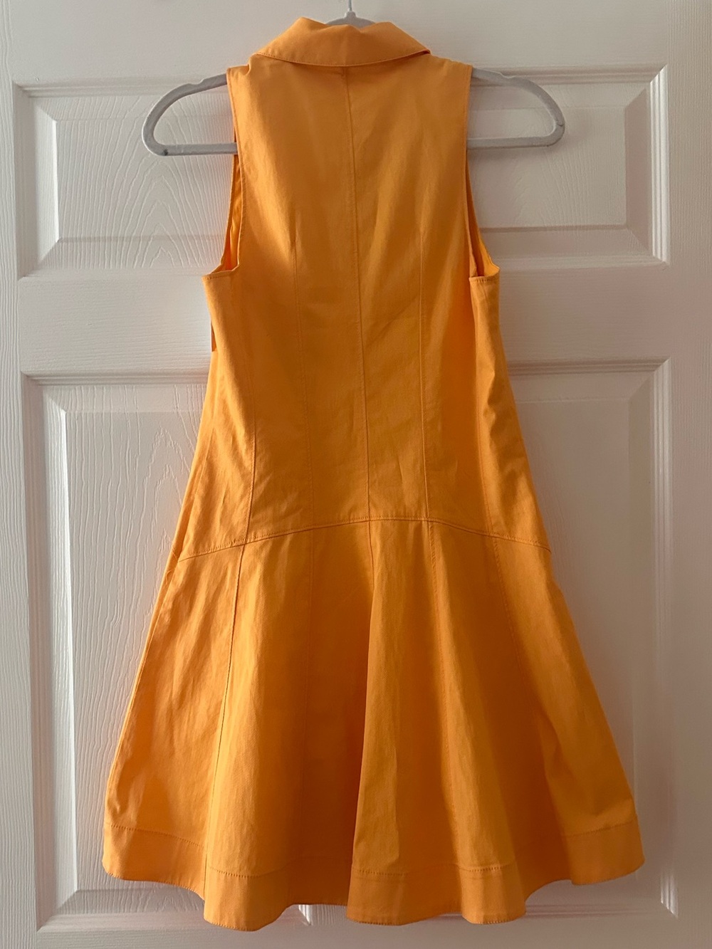 Cinq à Sept Poppy Sleeveless Stretch Twill Shirtdress in Ginger Orange - Picture 8 of 9